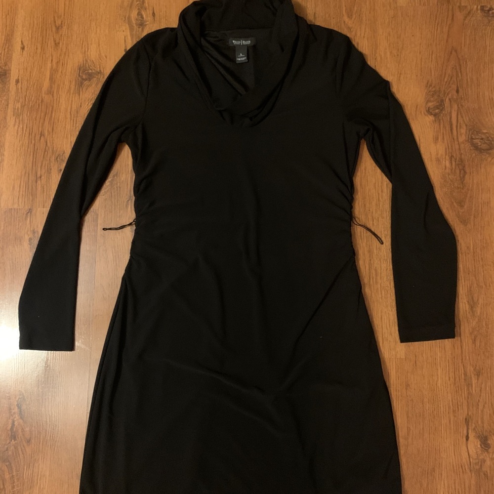White House Black Market Black Cowl Neck Dress Large